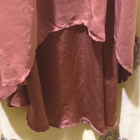 SILK COTTON ON HIGH LOW CINNAMON SLIP DRESS SZ M SCOOP NECK ADJUSTABLE STRAPS - Picture 4 of 11